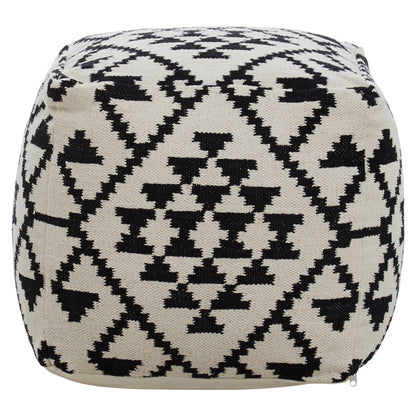 Serene Square Black and White Patterned Pouffe