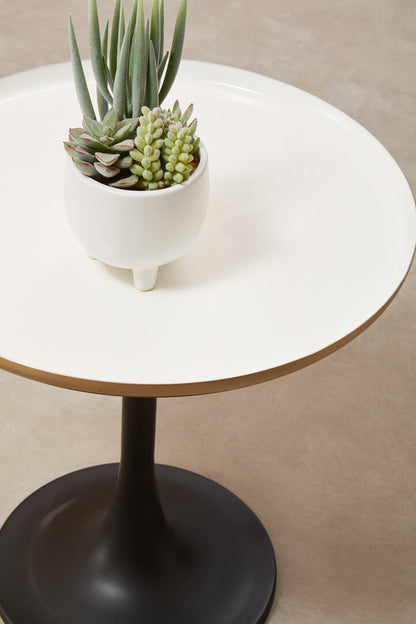 Aria White Marble Side Table With Column Base