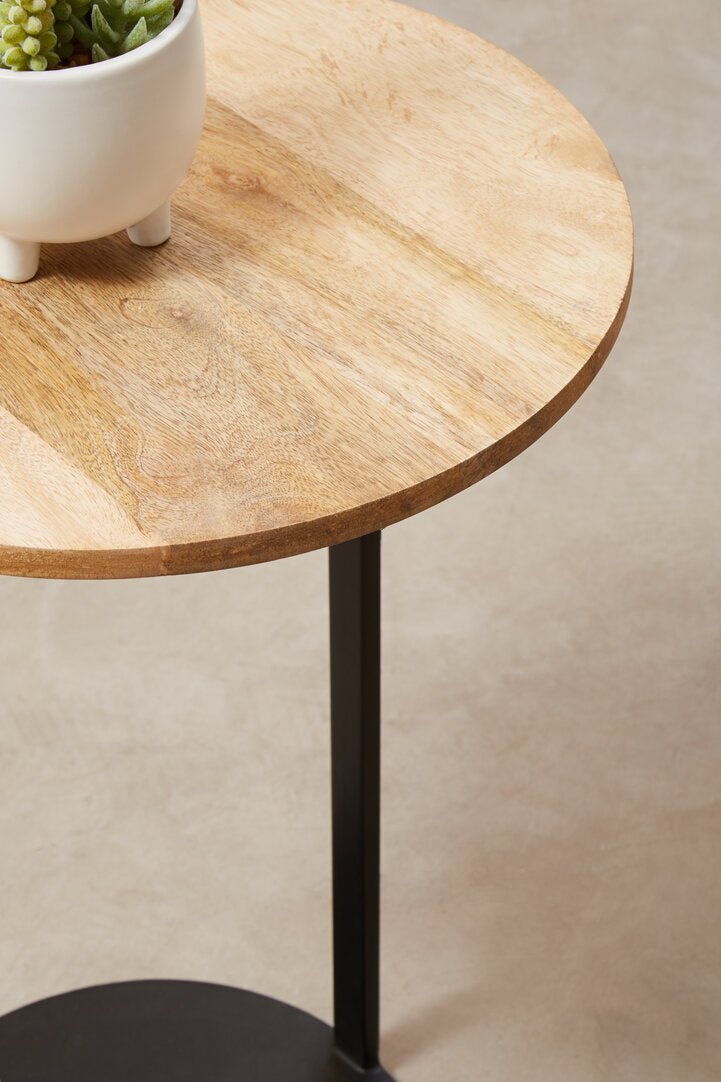 Aria Side Table With Round Wooden Top