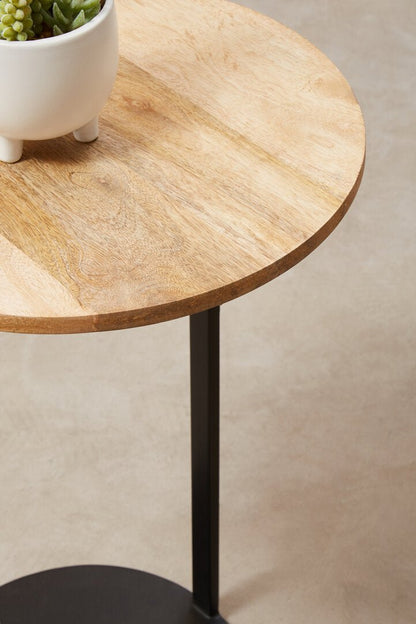 Aria Side Table With Round Wooden Top