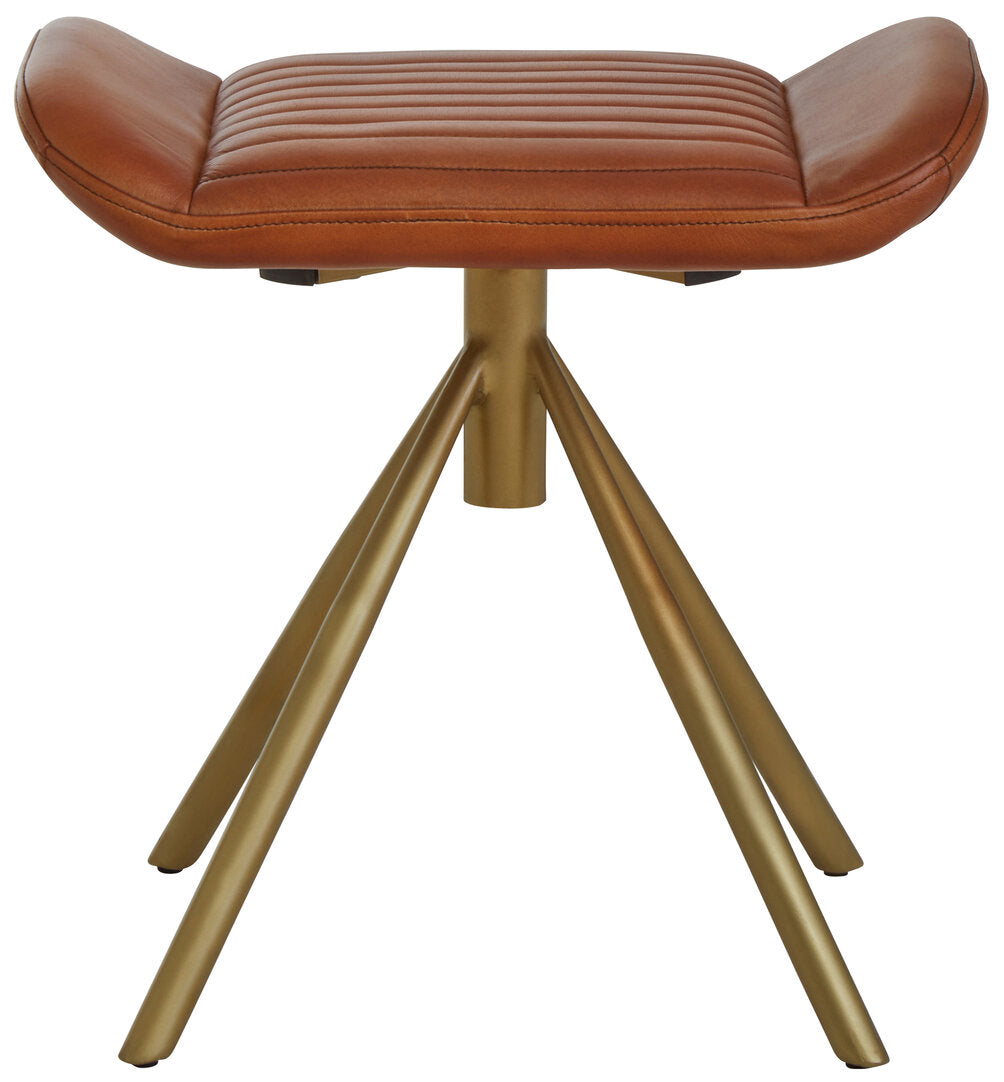 Dakota Tan Leather Footstool