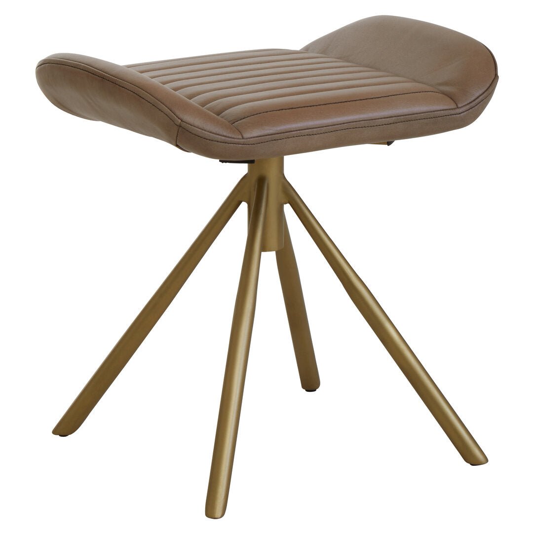 Dakota Grey Leather Footstool