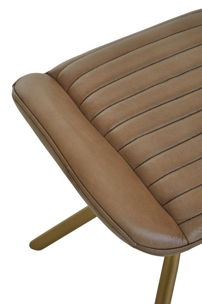 Dakota Grey Leather Footstool