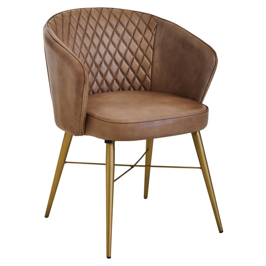 Dakota Grey Leather Chair With Gold Finish Legs