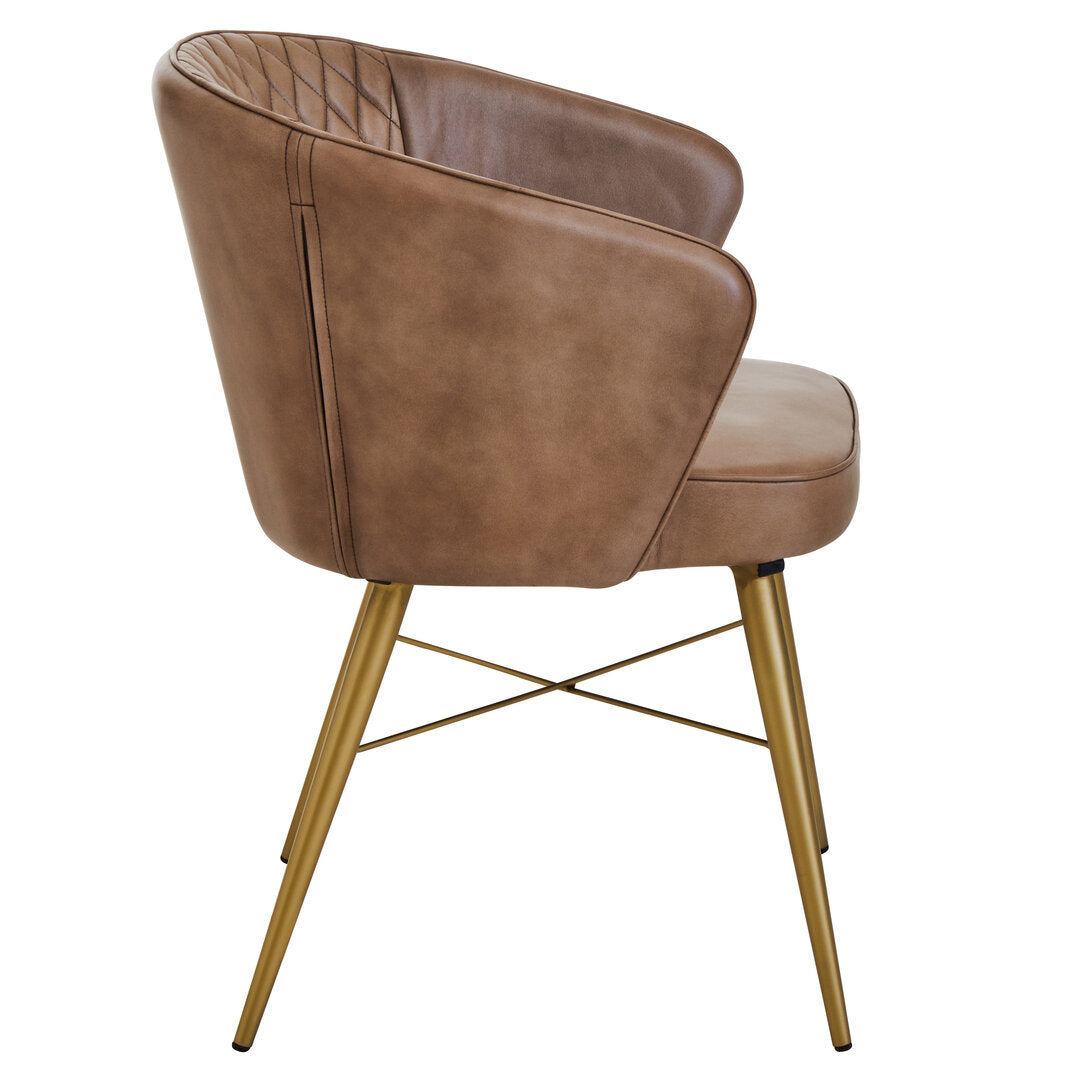 Dakota Grey Leather Chair With Gold Finish Legs