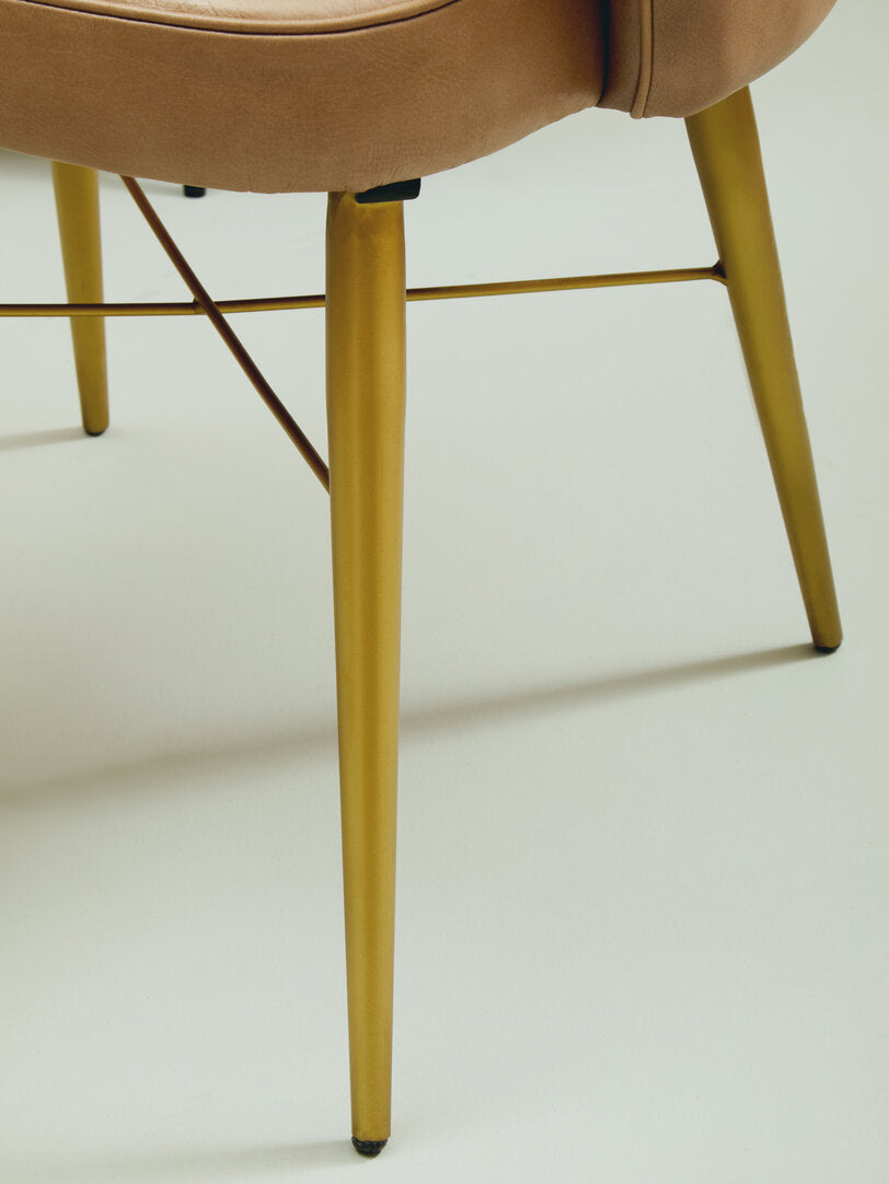 Dakota Grey Leather Chair With Gold Finish Legs