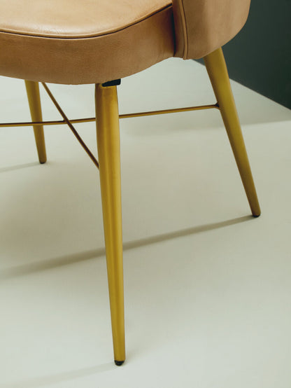 Dakota Grey Leather Chair With Gold Finish Legs