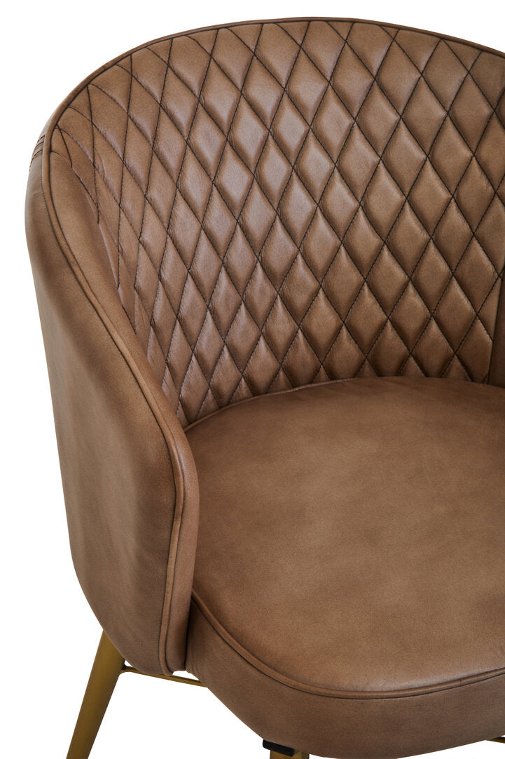 Dakota Grey Leather Chair With Gold Finish Legs