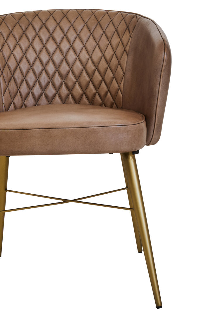 Dakota Grey Leather Chair With Gold Finish Legs