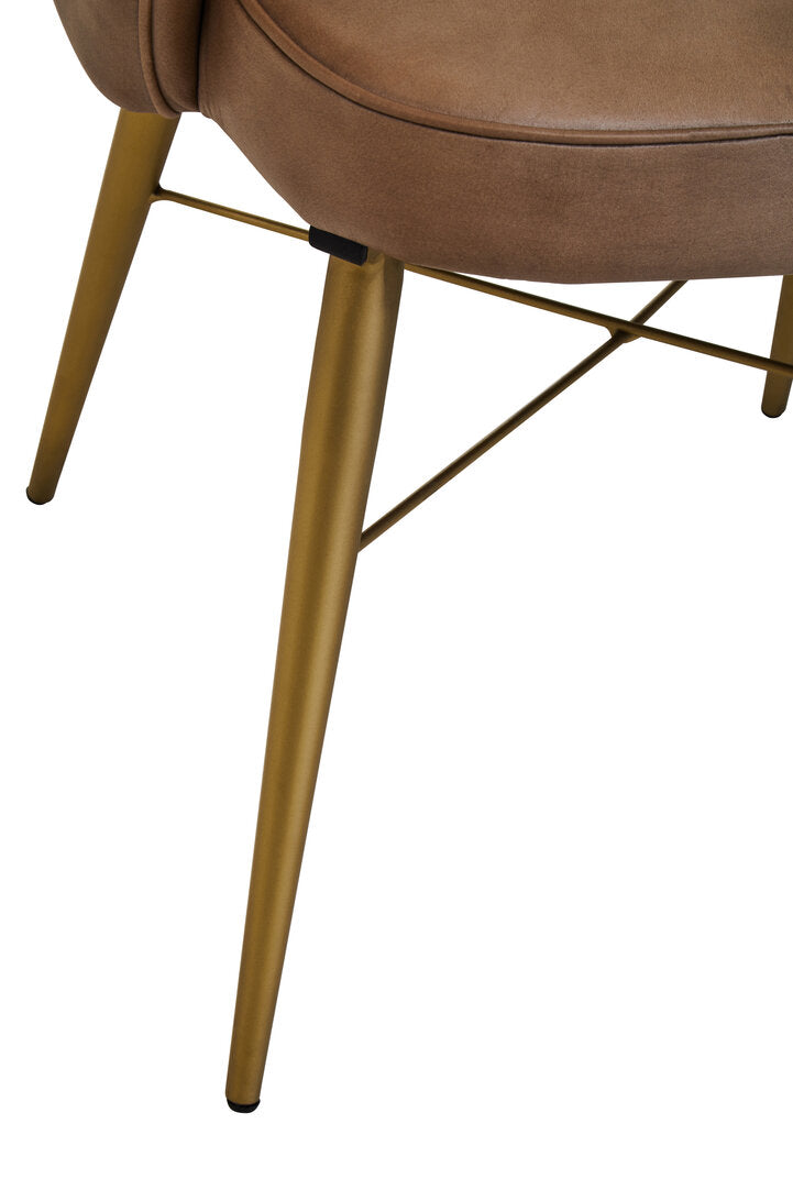 Dakota Grey Leather Chair With Gold Finish Legs