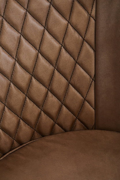 Dakota Grey Leather Chair With Gold Finish Legs
