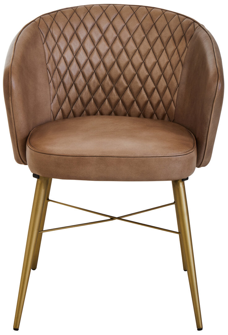 Dakota Grey Leather Chair With Gold Finish Legs
