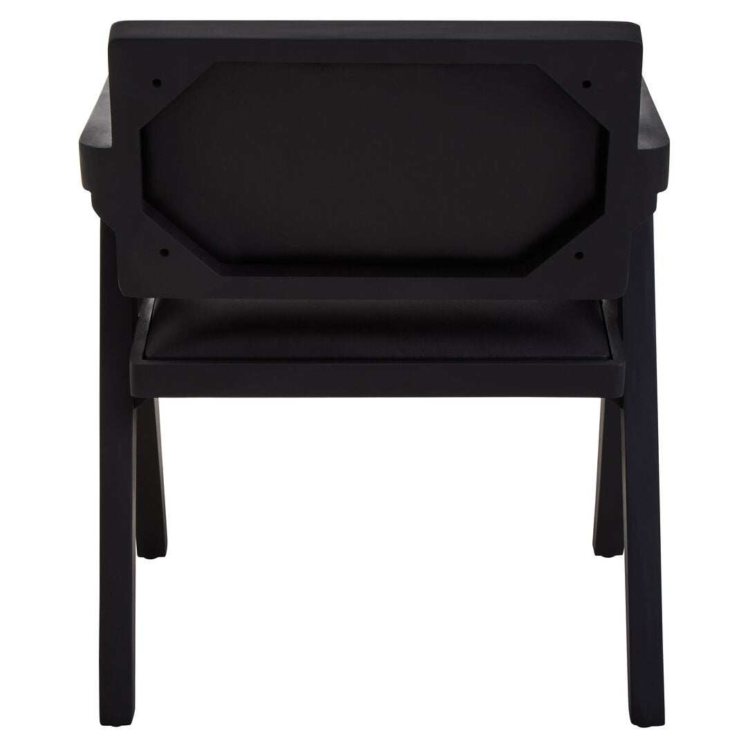 Dakota Black Leather Armchair With Wood Frame