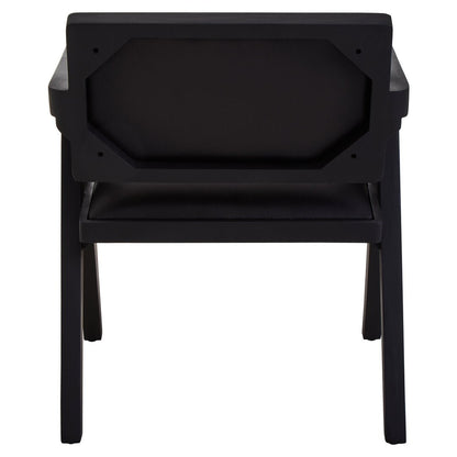 Dakota Black Leather Armchair With Wood Frame