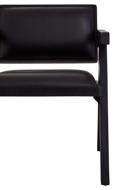 Dakota Black Leather Armchair With Wood Frame