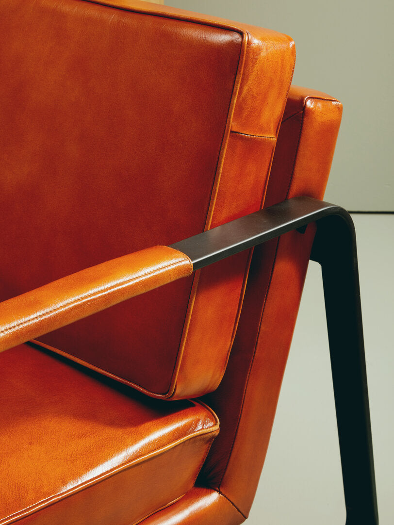 Dakota Tan Leather Armchair With Black Iron Frame