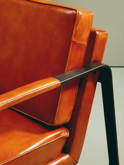 Dakota Tan Leather Armchair With Black Iron Frame