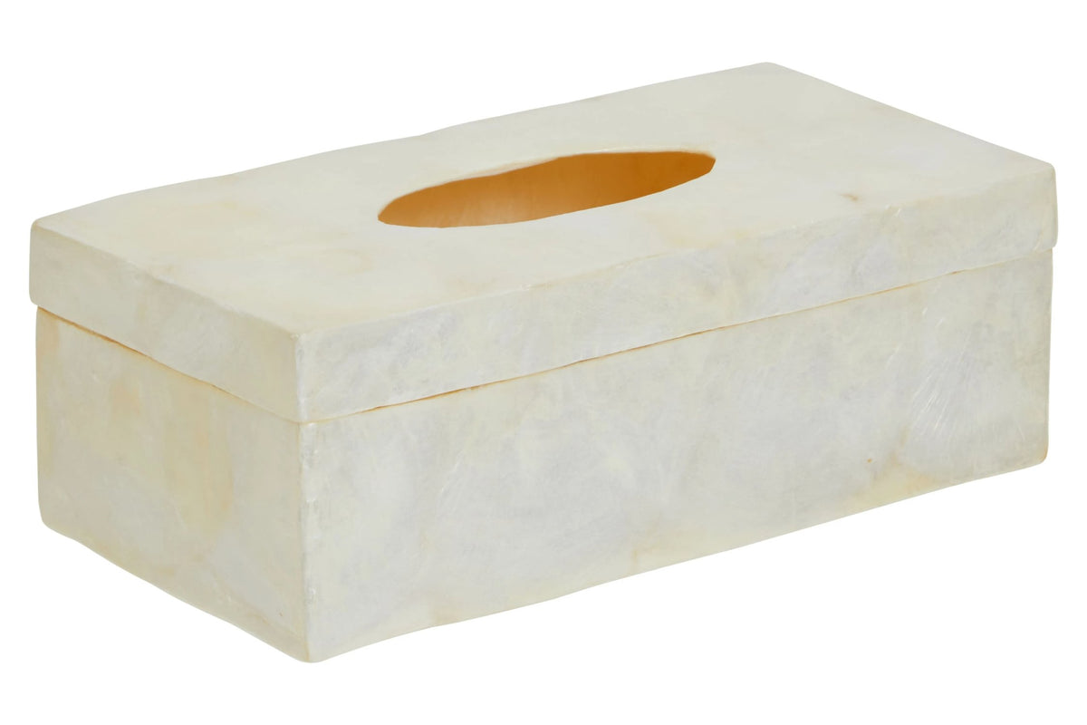 Pelara White Sea Shell Tissue Box
