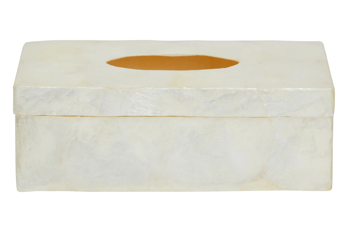 Pelara White Sea Shell Tissue Box