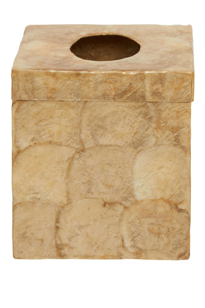 Pelara Beige Seashell Square Tissue Box