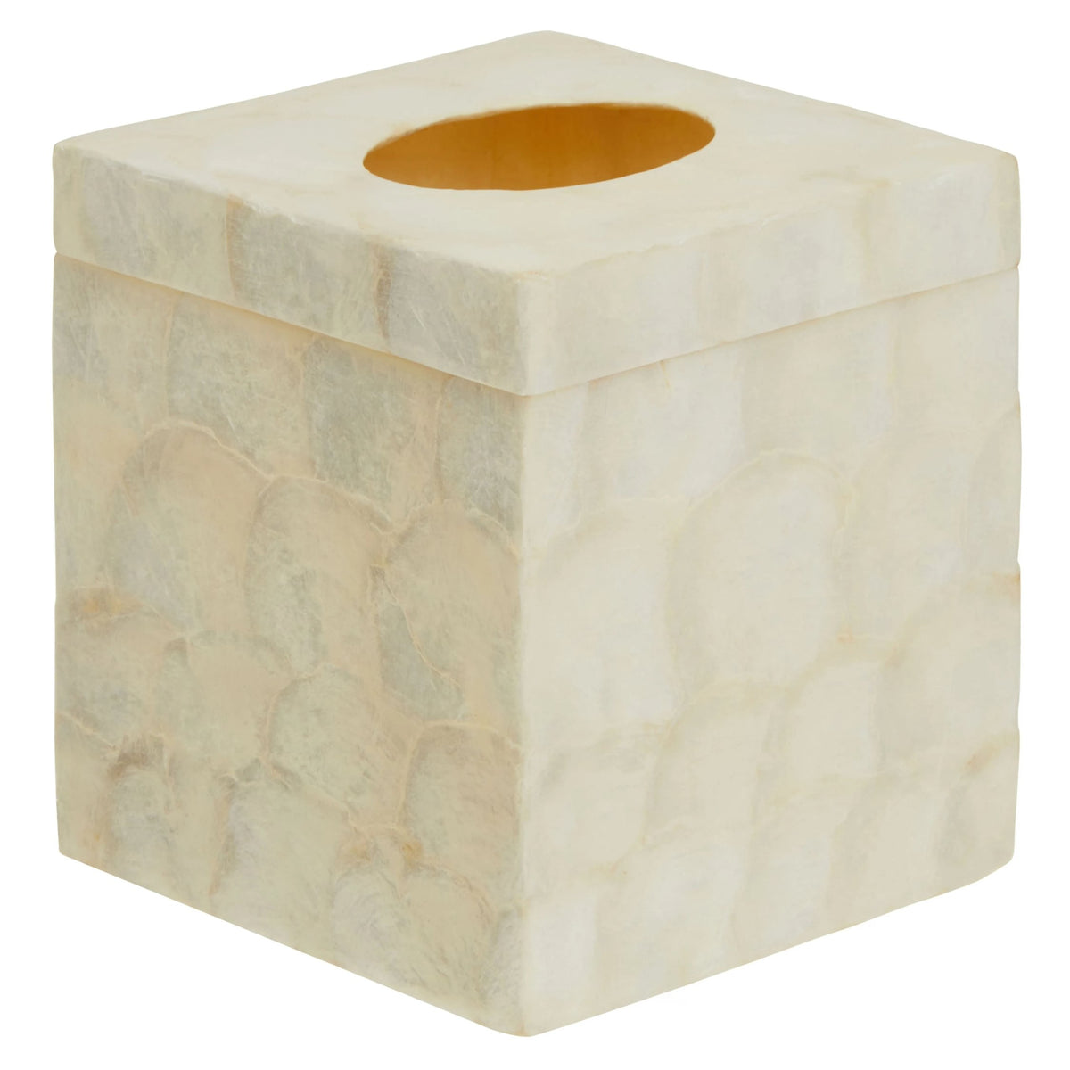 Pelara White Shell Square Tissue Box