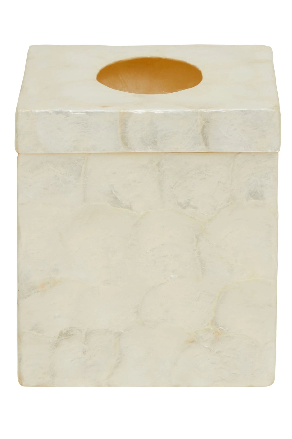Pelara White Shell Square Tissue Box