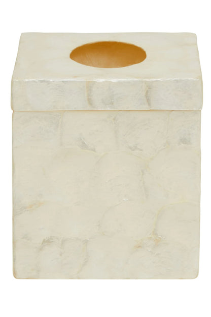 Pelara White Shell Square Tissue Box