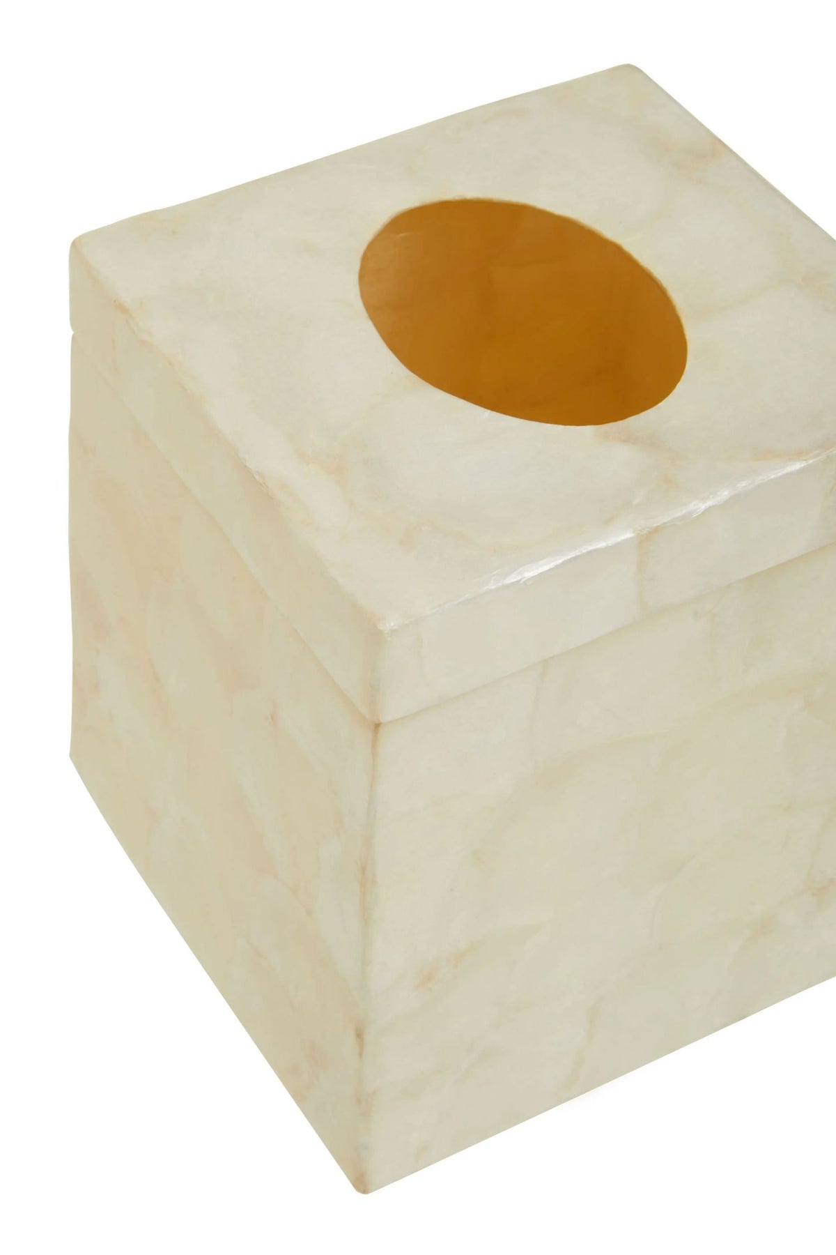 Pelara White Shell Square Tissue Box