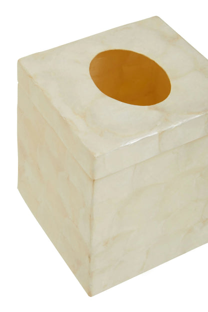 Pelara White Shell Square Tissue Box