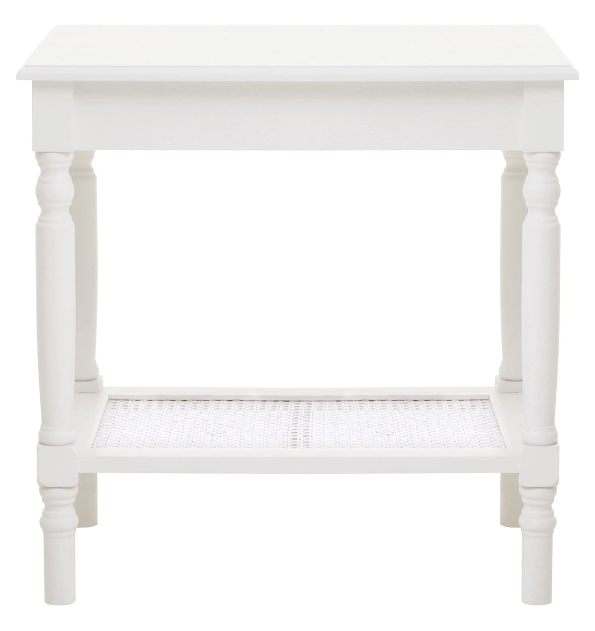 Heirloom White Wooden Side Table with Lower Shelf