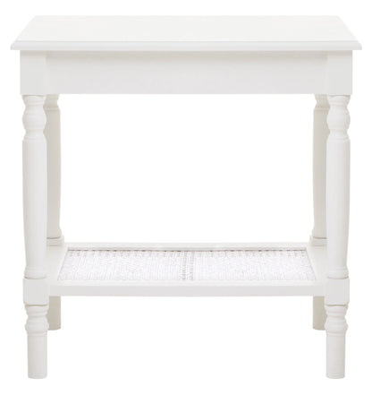 Heirloom White Wooden Side Table with Lower Shelf