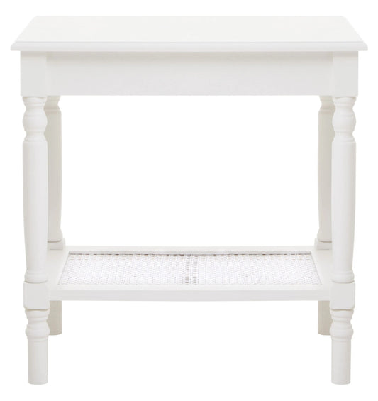 Heirloom White Wooden Side Table with Lower Shelf