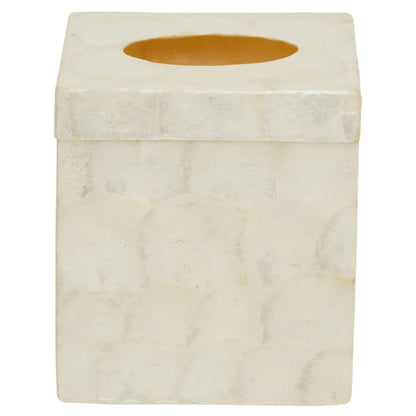 Pelara White Shell Square Tissue Box