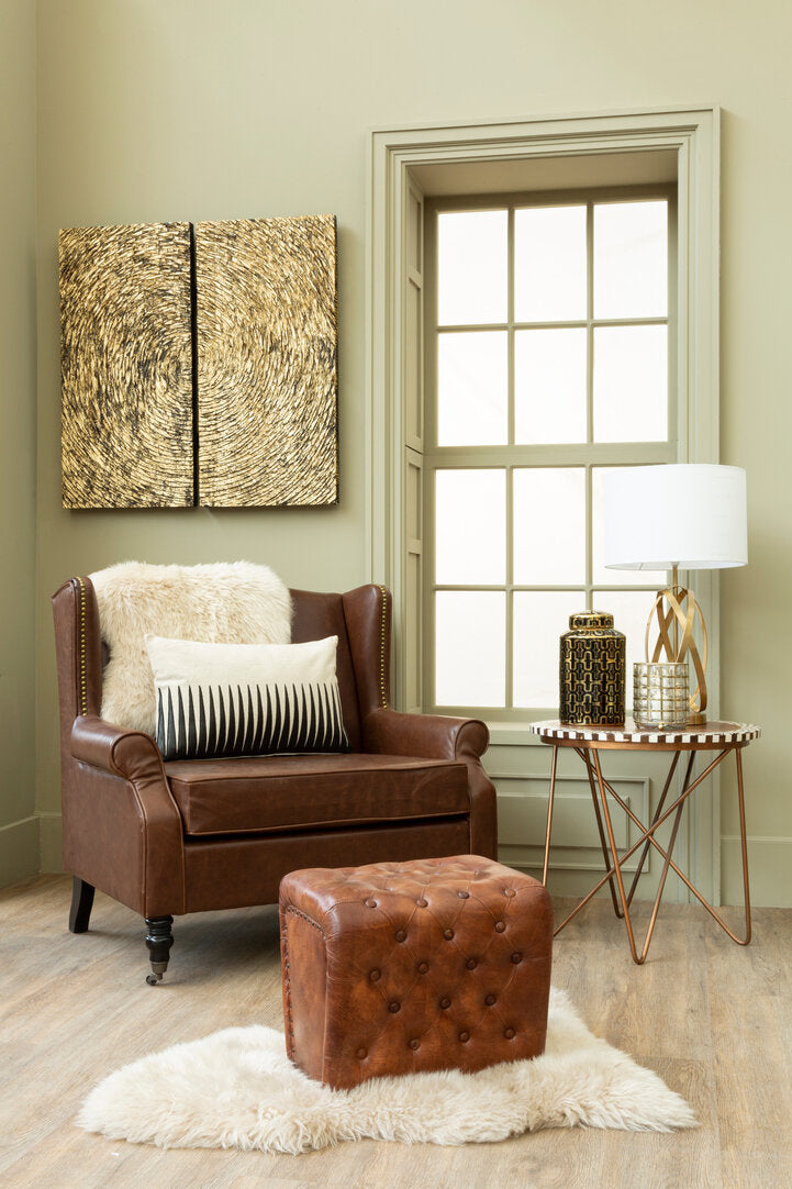 Richmond Brown Leather Effect Wing Armchair