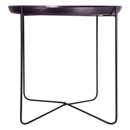 Sculptura Crocodile Texture Copper Finish and Black Round Side Table