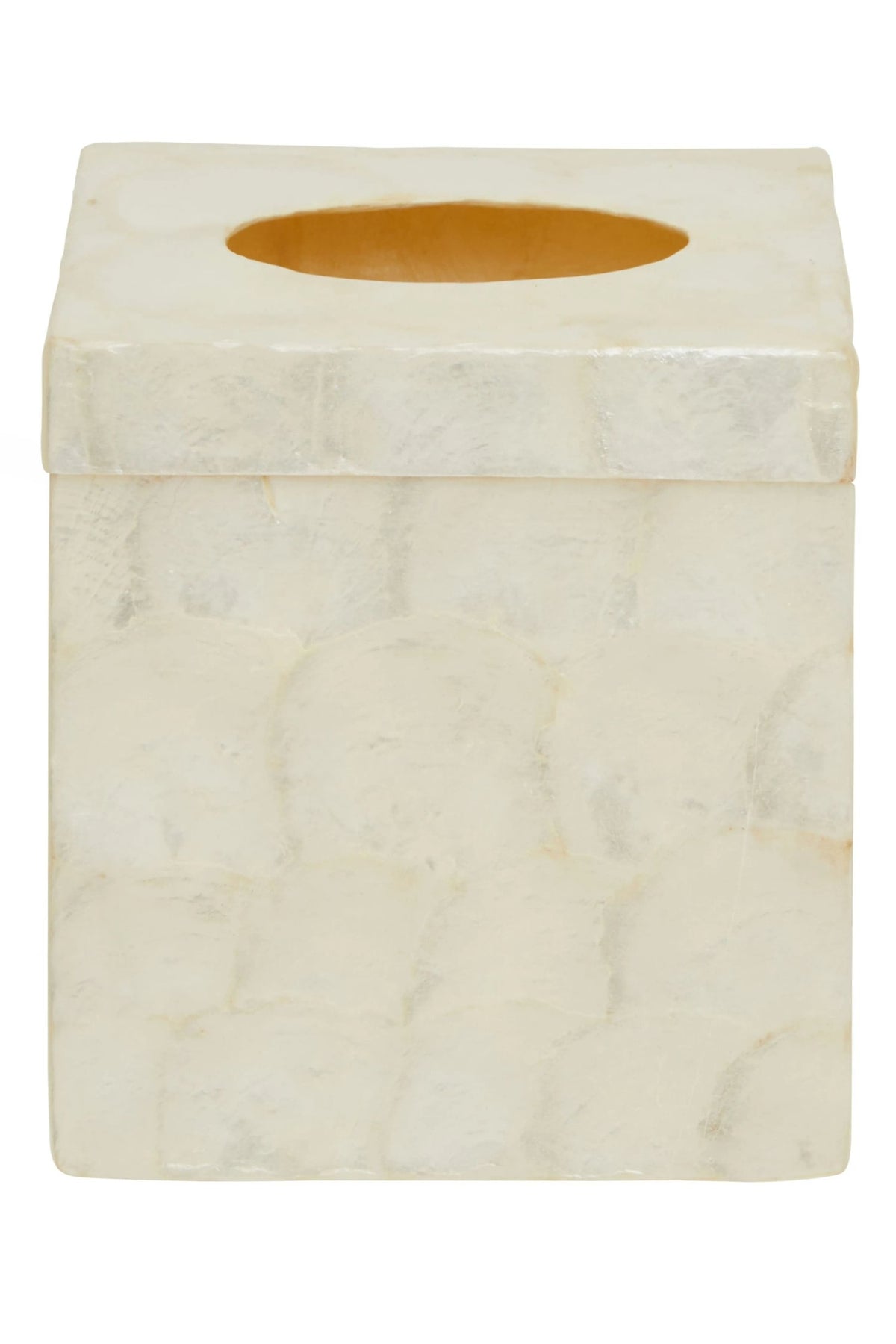 Pelara White Shell Square Tissue Box