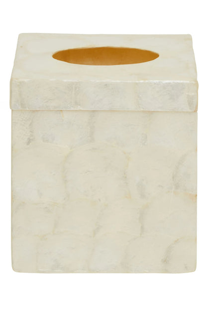 Pelara White Shell Square Tissue Box