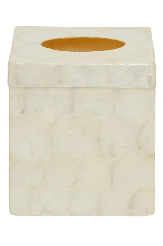 Pelara White Shell Square Tissue Box