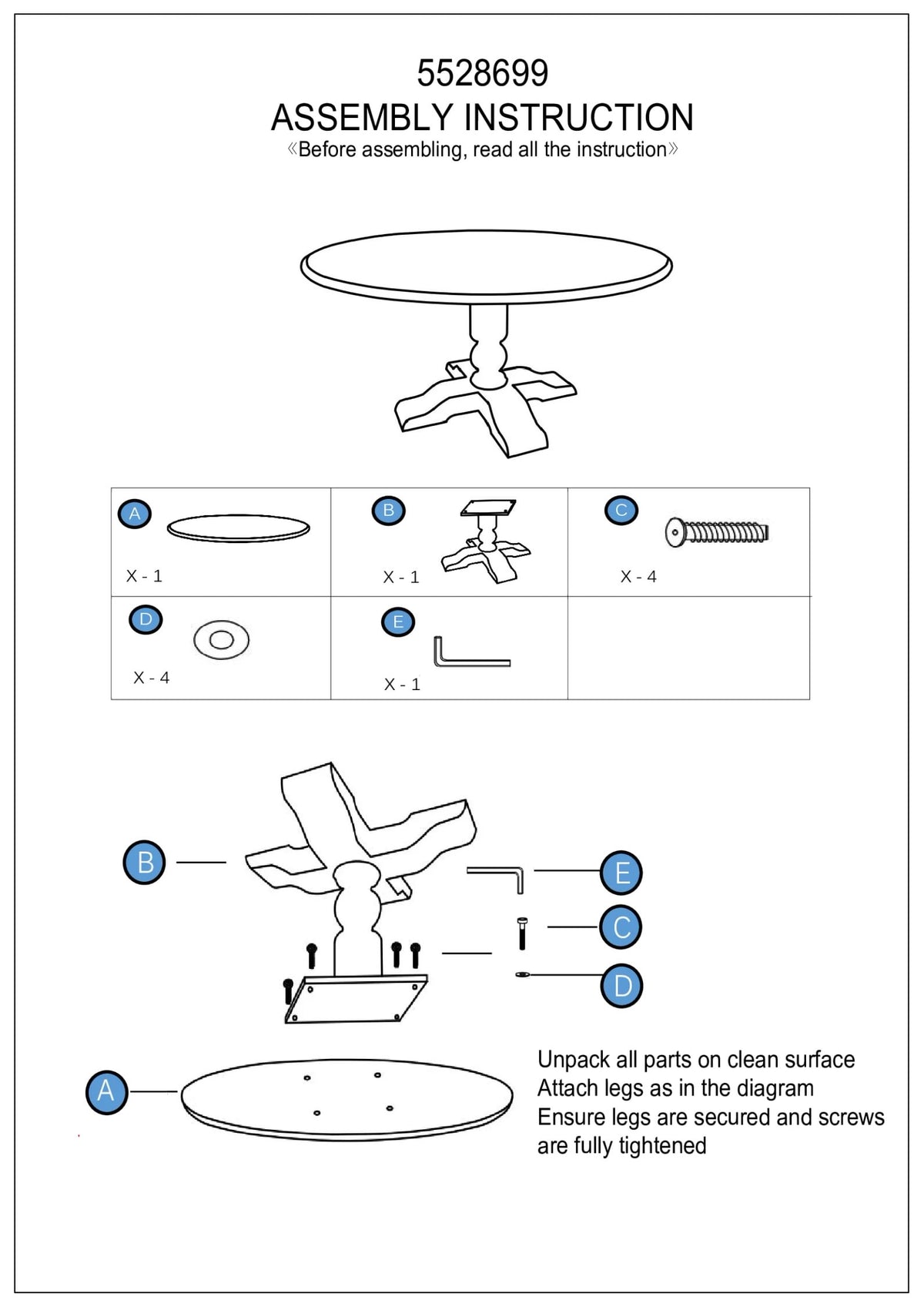 Glade Dark Oak Wood Round Dining Table