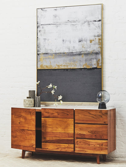 Crara 3 Drawer White Marble Sideboard