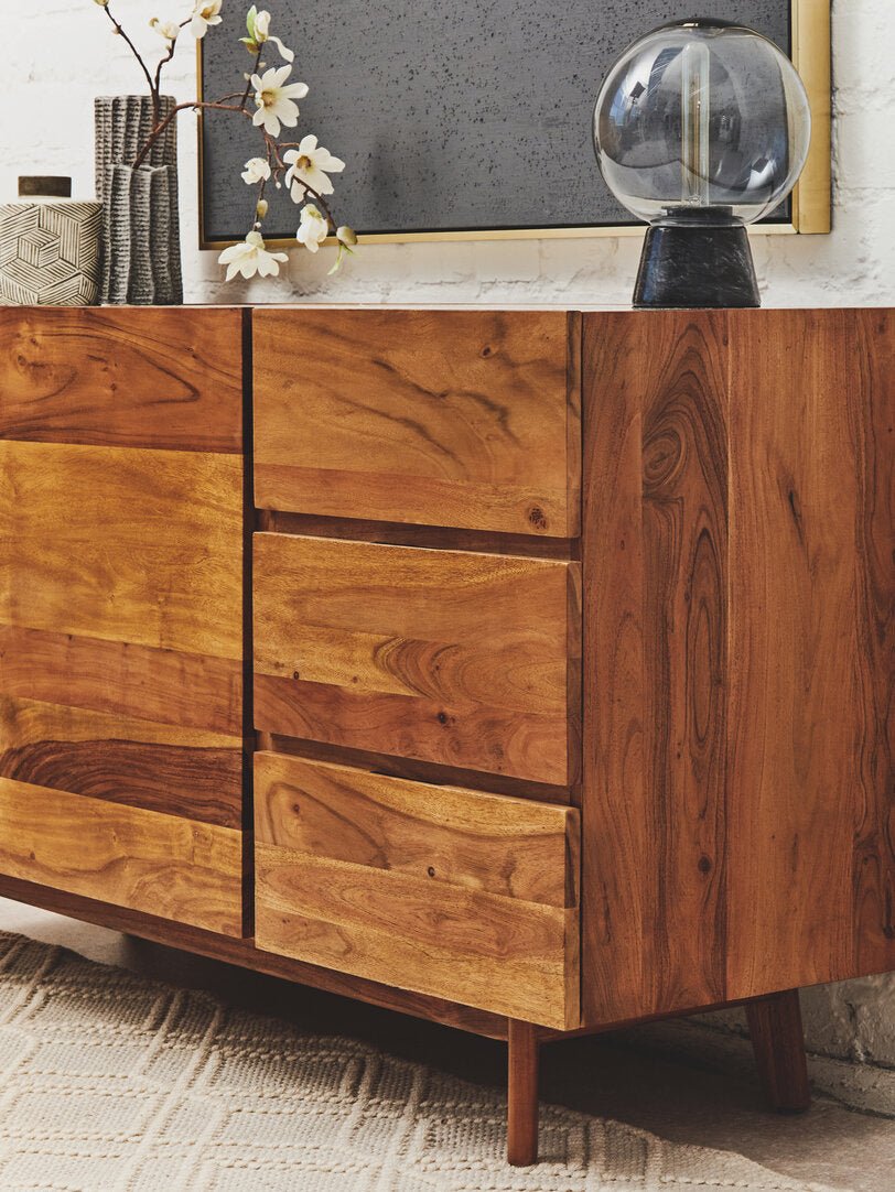 Crara 3 Drawer White Marble Sideboard
