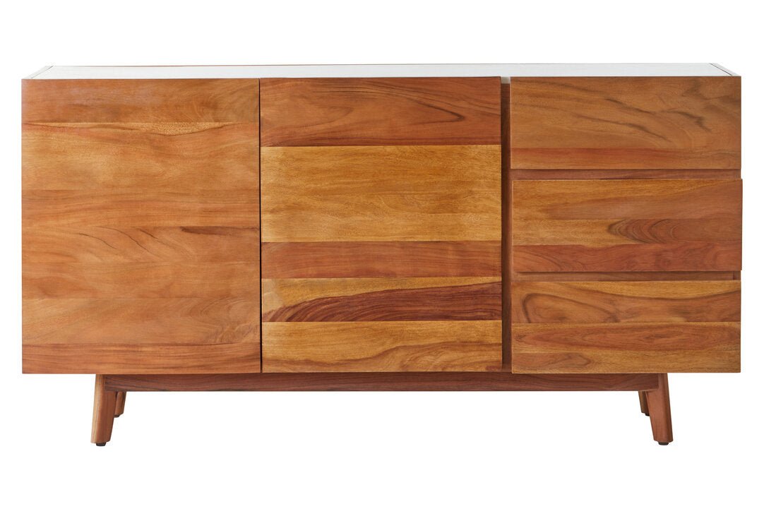 Crara 3 Drawer White Marble Sideboard