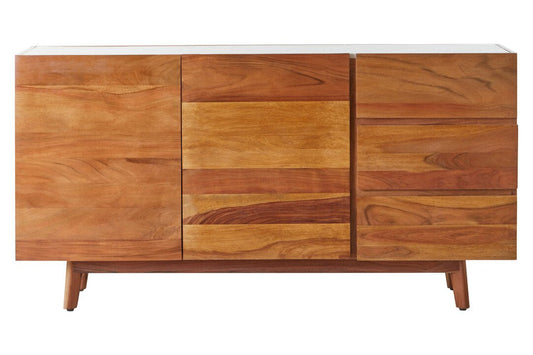 Crara 3 Drawer White Marble Sideboard