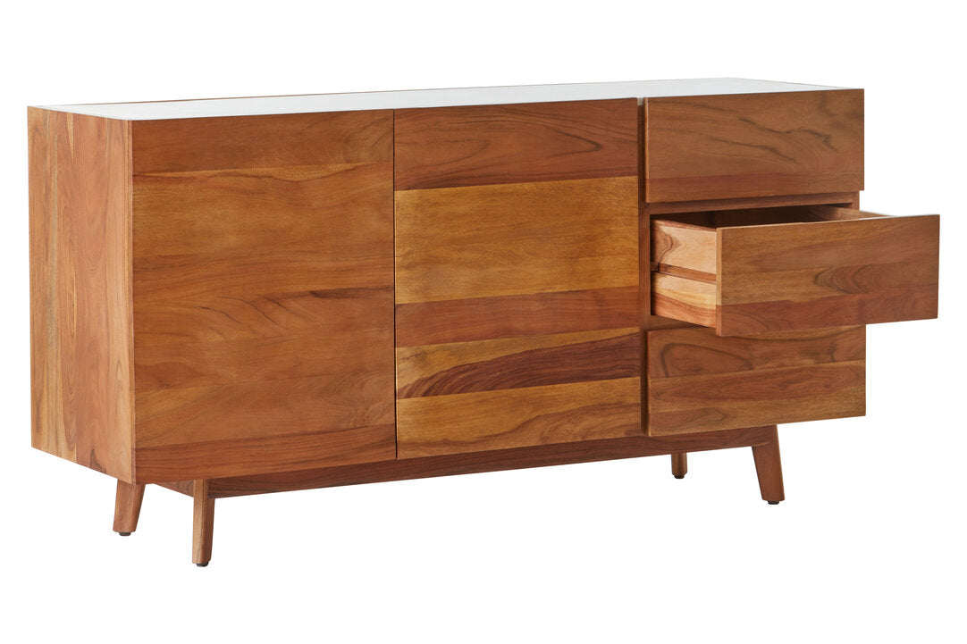 Crara 3 Drawer White Marble Sideboard