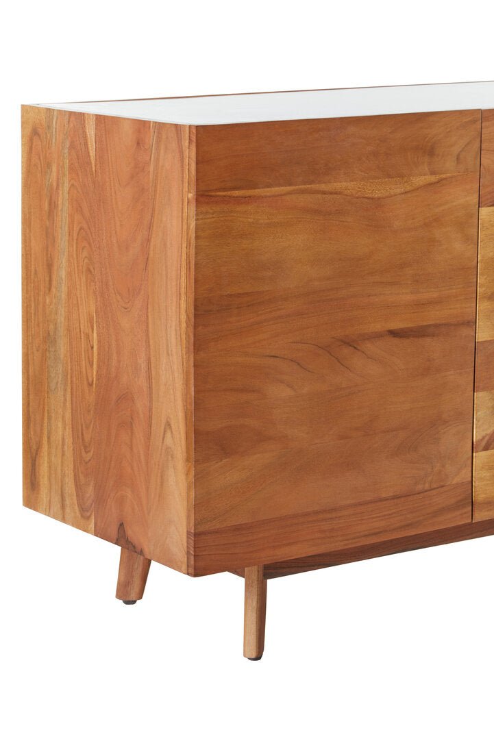 Crara 3 Drawer White Marble Sideboard
