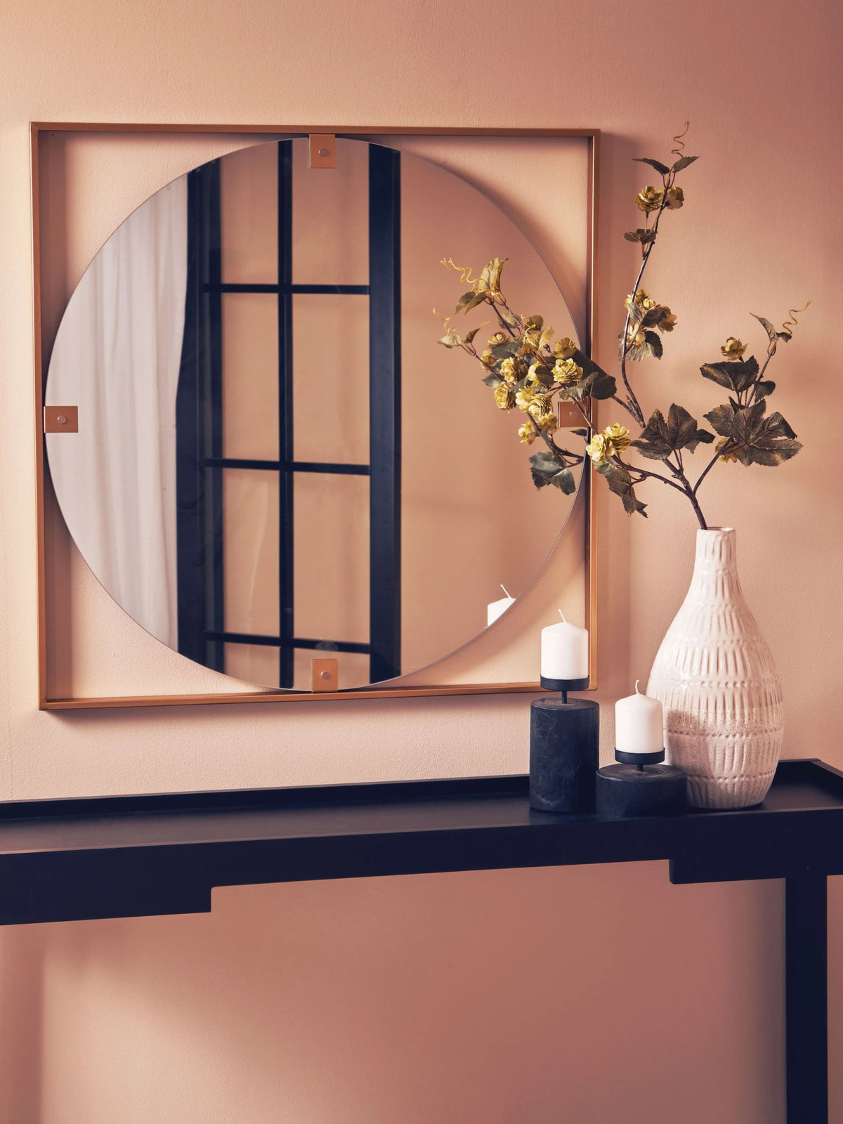 Oasis Black Wooden Large Candle Holder