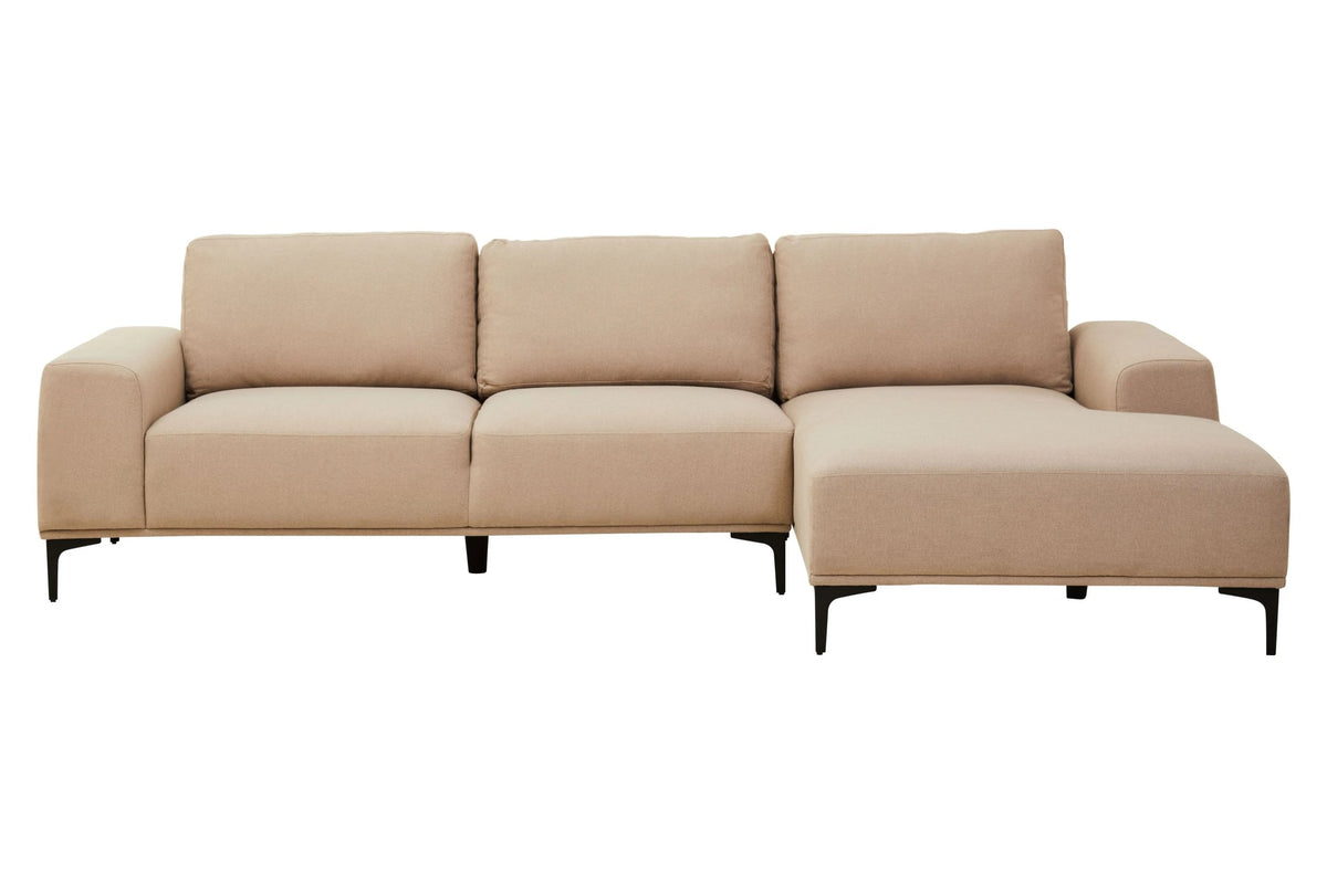Cassis Natural Fabric 3 Seat Right Chaise Sofa