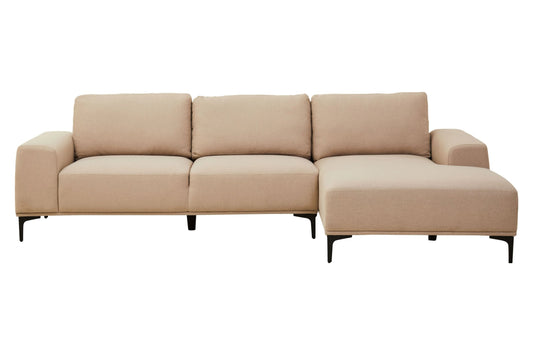 Cassis Natural Fabric 3 Seat Right Chaise Sofa