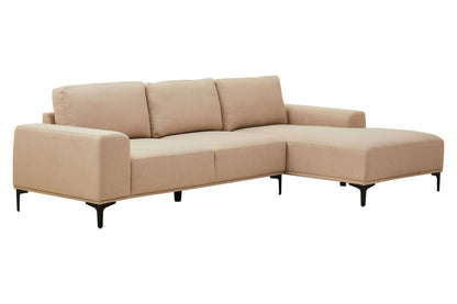 Cassis Natural Fabric 3 Seat Right Chaise Sofa