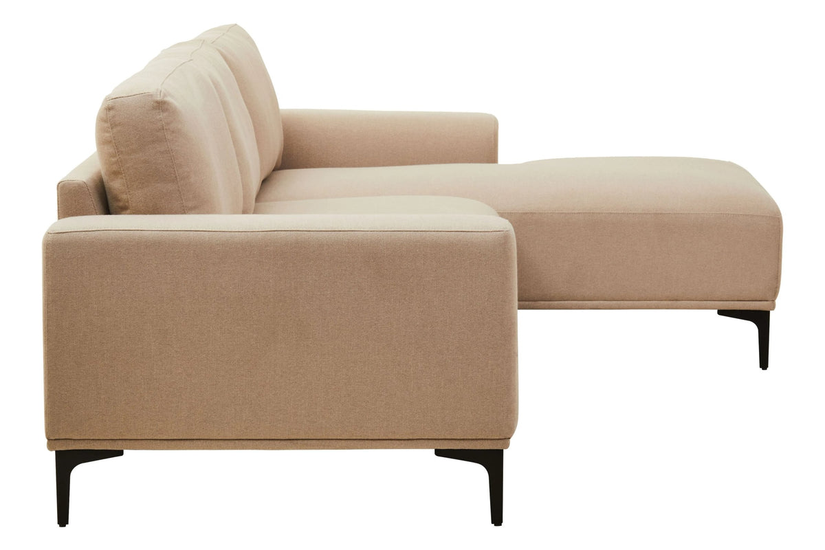 Cassis Natural Fabric 3 Seat Right Chaise Sofa